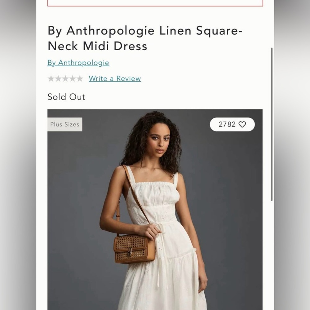 Anthropologie linen square neck mini dress